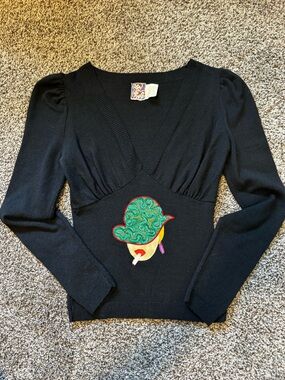 Vintage 60s Black Knit Top